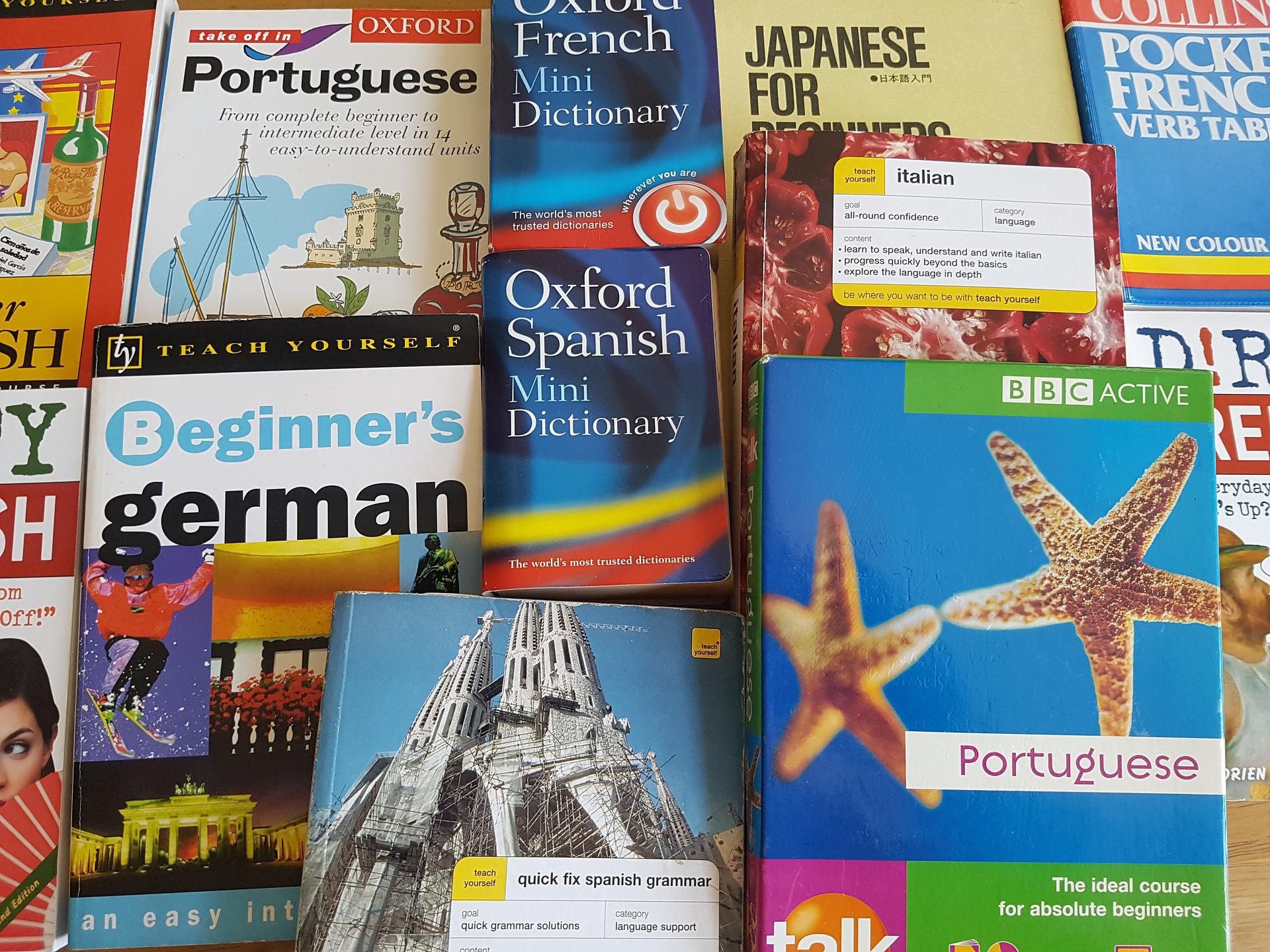 photo of language books and dictionaries